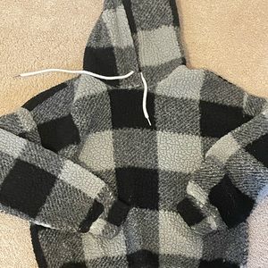 Fluffy checker board hoodie
